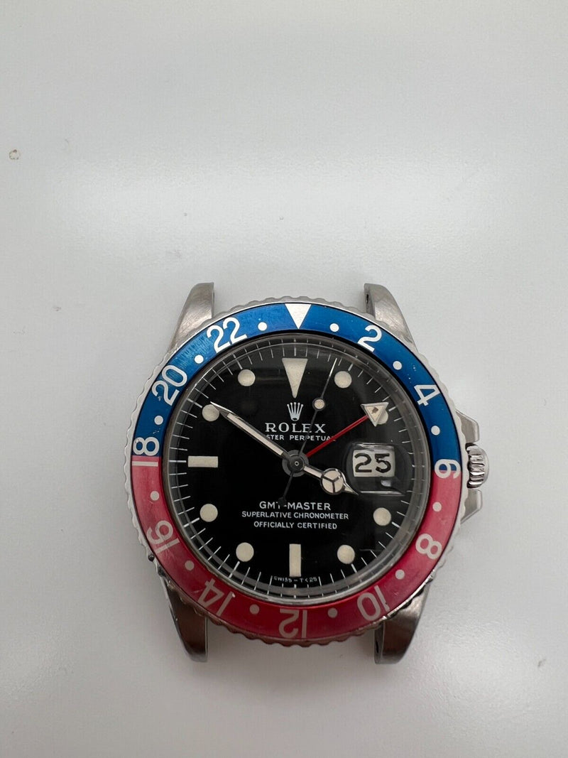 Vintage 1675 Rolex Pepsi GMT Master Long E Stainless Steel Jubilee All Original