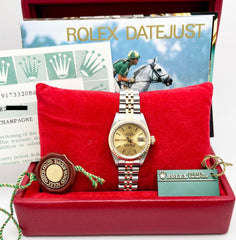 Rolex Ladies Datejust 79173 Champagne Dial 18K Yellow Gold Box Paper