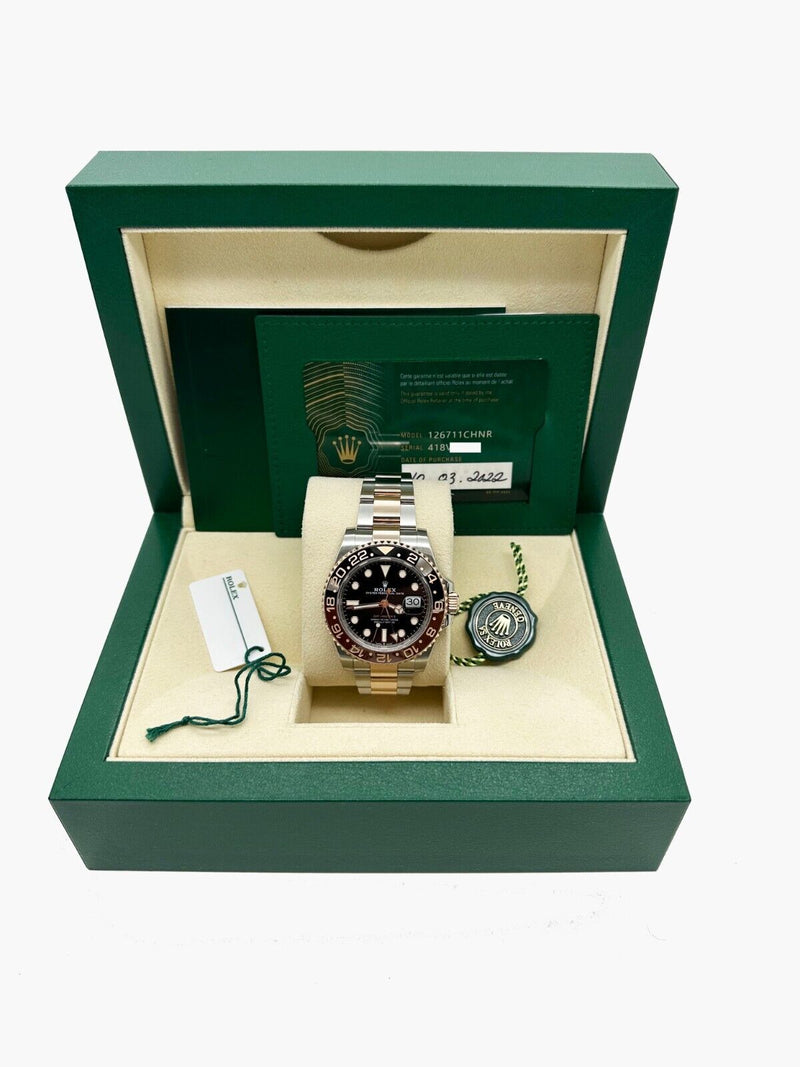 Rolex 126711CHNR GMT Master II Rootbeer Ceramic 18K Gold Steel Box Paper 2022