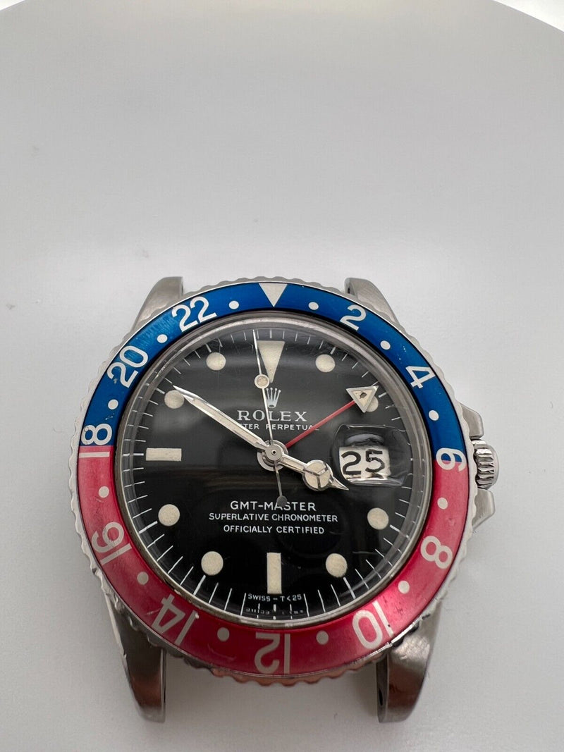 Vintage 1675 Rolex Pepsi GMT Master Long E Stainless Steel Jubilee All Original