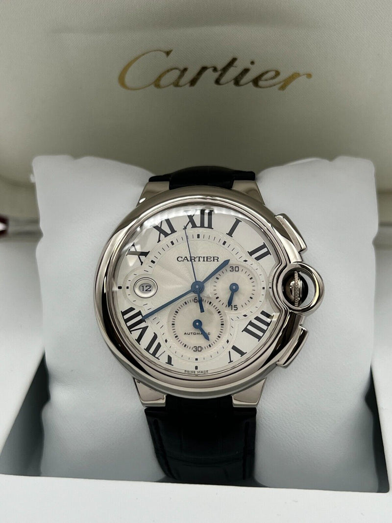 Cartier Ballon Bleu 3195 W6920005 42mm Chronograph 18K White Gold Box Paper