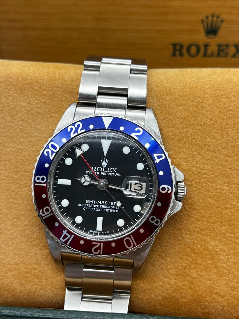 Vintage Rolex GMT Master 1675 Pepsi Red and Blue Stainless Steel 40mm