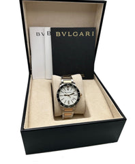 BVLGARI Bulgari 102266 White Dial 18K Rose Gold Stainless Steel Box Paper