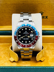 Rare Rolex 16750 GMT Master Pepsi Stainless Steel Original Spider Glossy Dial