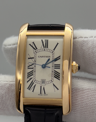 Cartier 2505 Tank Americaine Large 18K Rose Gold Leather Strap