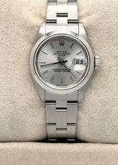 Rolex Date Ladies 69160 Silver Dial Stainless Steel Box Papers