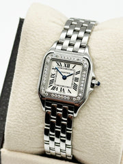 Cartier Panthere Ladies W4PN0007 4022 Diamond Bezel Stainless Steel Box Receipt