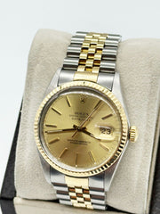 Rolex 16013 Datejust 36mm Champagne Dial 18K Yellow Gold Stainless Steel