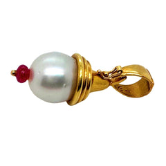 Elizabeth Locke 15 MM South Sea Pearl Venetian Glass 19K Hammered Gold Pendant