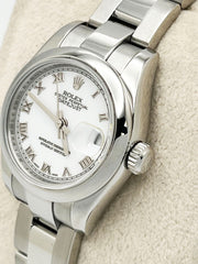 Rolex Ladies Datejust 179160 White Roman Dial Stainless Steel Box Paper