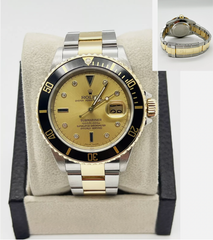 Rolex Submariner 16613 Champagne Serti Dial 18K Yellow Gold Stainless Steel 2006