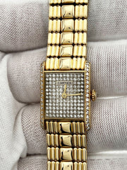 RARE Cartier Tank Louis Pave Diamond Dial & Bezel 18K Yellow Gold Box Papers