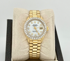 Rolex Ladies President 6917 MOP Diamond Dial Diamond Bezel 18K Yellow Gold