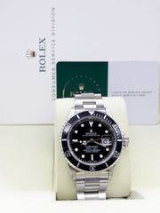 Rolex Submariner Date 16610 40mm Black Stainless Steel Box Service Card