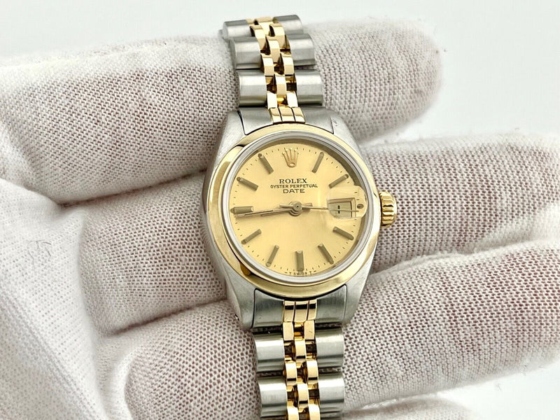 Rolex Date 6916 Champagne Dial 14K Yellow Gold Stainless Steel