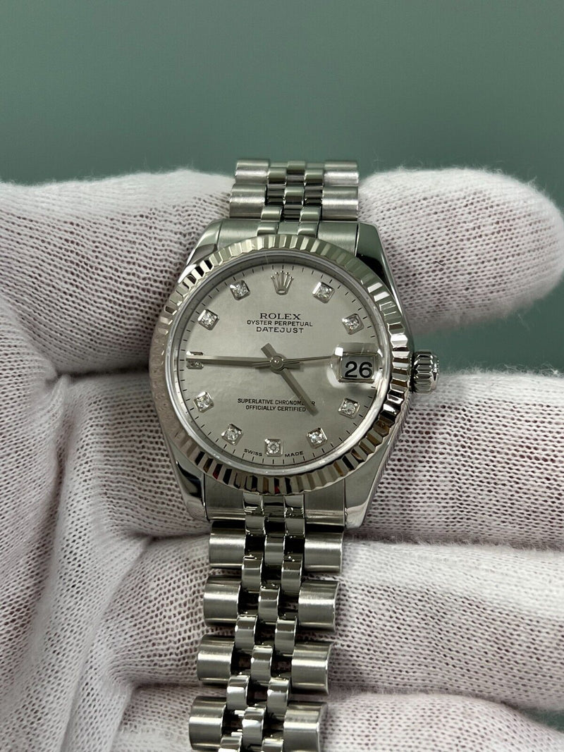 Rolex Datejust Midsize 31mm 178274 Factory MOP Diamond Dial 18K Gold Steel