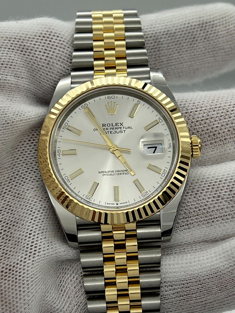 2024 Rolex Datejust 41 Silver Dial 126333 18K Yellow Gold Steel Box Paper