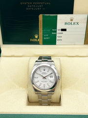 Rolex 116300 Datejust II 41mm White Dial Stainless Steel Box Paper 2014