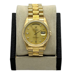 Rolex 18248 President Day Date Bark Champagne Original Diamond Dial 18K Gold