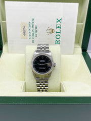 Rolex Midsize Datejust 68274 Black Dial 18K White Gold Steel Box Paper 31mm