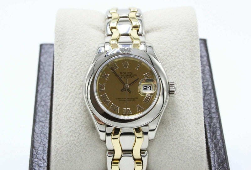Rolex Ladies Pearlmaster 69329 18K Yellow White Gold Diamond on Bezel with Box