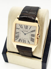Cartier Ref 2650 Santos Dumont 18 Rose Gold Leather Strap