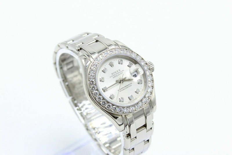 Rolex Ladies Pearlmaster 69299 Original Diamond Dial Bezel 18K White Gold