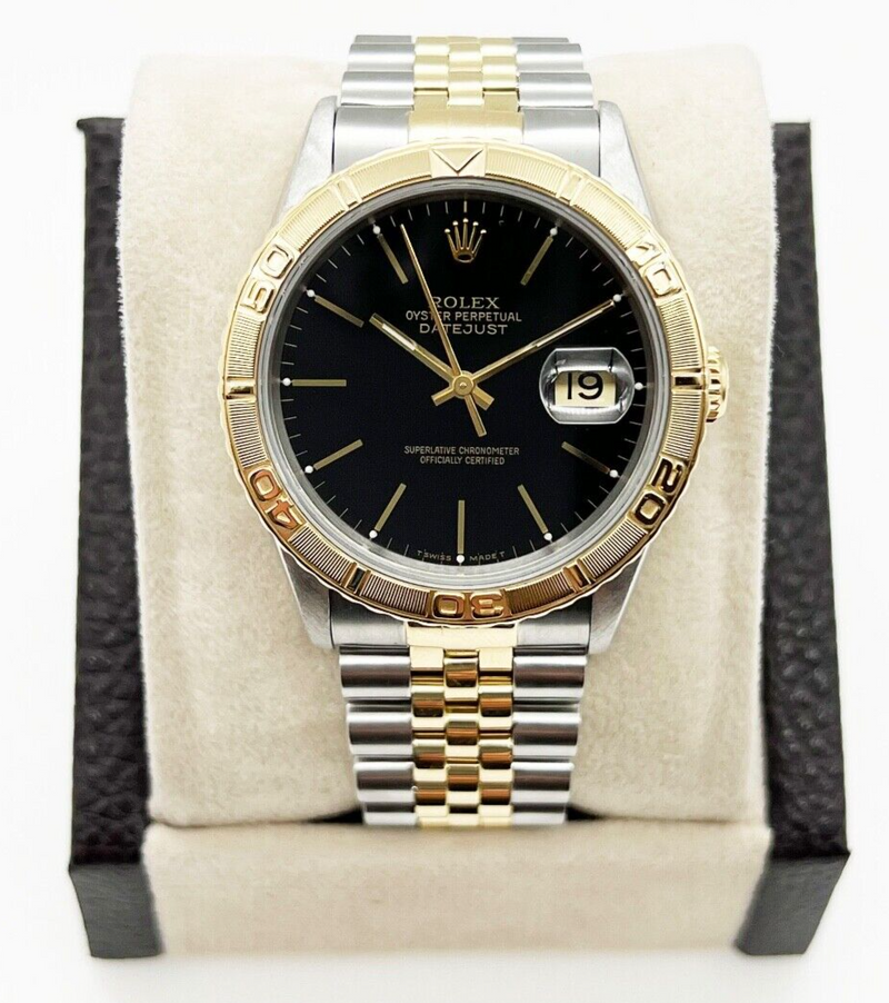 Rolex Datejust 16263 Turn-O -Graph Black Dial 18K Yellow Gold & Stainless Steel