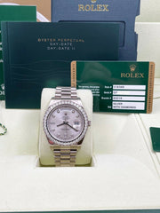 Rolex President Day Date II 218349 41mm Diamond Dial Bezel 18K White Gold 2013