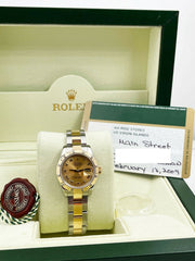 Rolex Ladies Datejust 179313 Diamond Bezel 18K Yellow Gold Steel Box Paper 2009