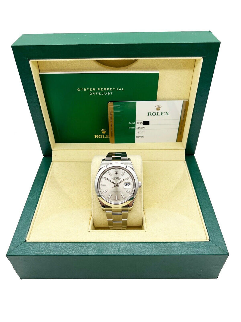 Rolex 116300 Datejust 41 Silver Dial Stainless Steel Box Paper 2017