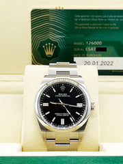 2022 Rolex 126000 Oyster Perpetual Black Dial 36mm Stainless Steel Box Paper