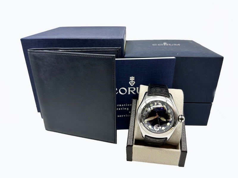 Corum 163.150.20 Bubble Stainless Steel Black Leather 44mm Box Paper