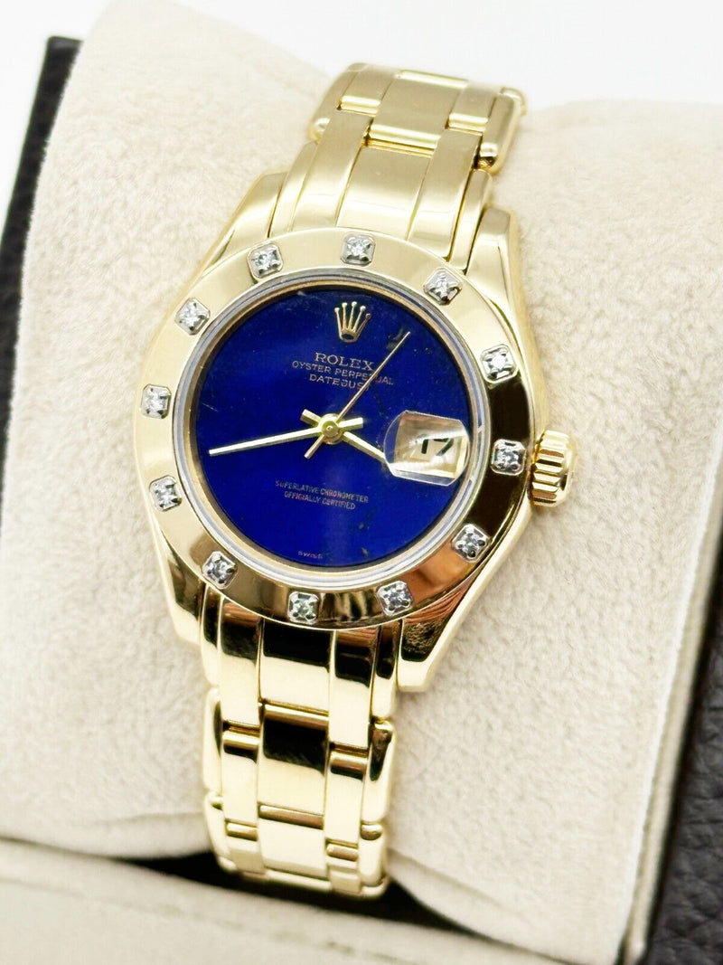 Rolex 69318 Ladies Pearlmaster VERY RARE Lapis Lazuli Dial 18K Yellow Gold