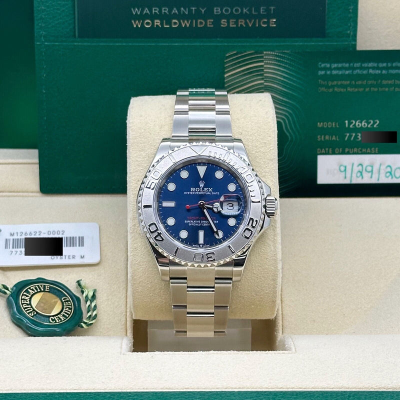 Rolex 126622 Yacht Master Blue Dial Platinum Stainless Steel Box Paper 2020