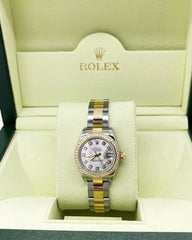 Rolex 179383 Ladies Datejust MOP Diamond 18K Yellow Gold Steel Box Paper 2015