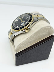 Rolex GMT Master II 16713 Black Dial 18K Yellow Gold Steel Box Service Paper
