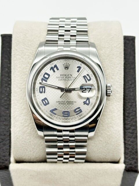 Rolex 116200 Datejust Concentric Silver  Dial Blue Numbers Stainless Steel