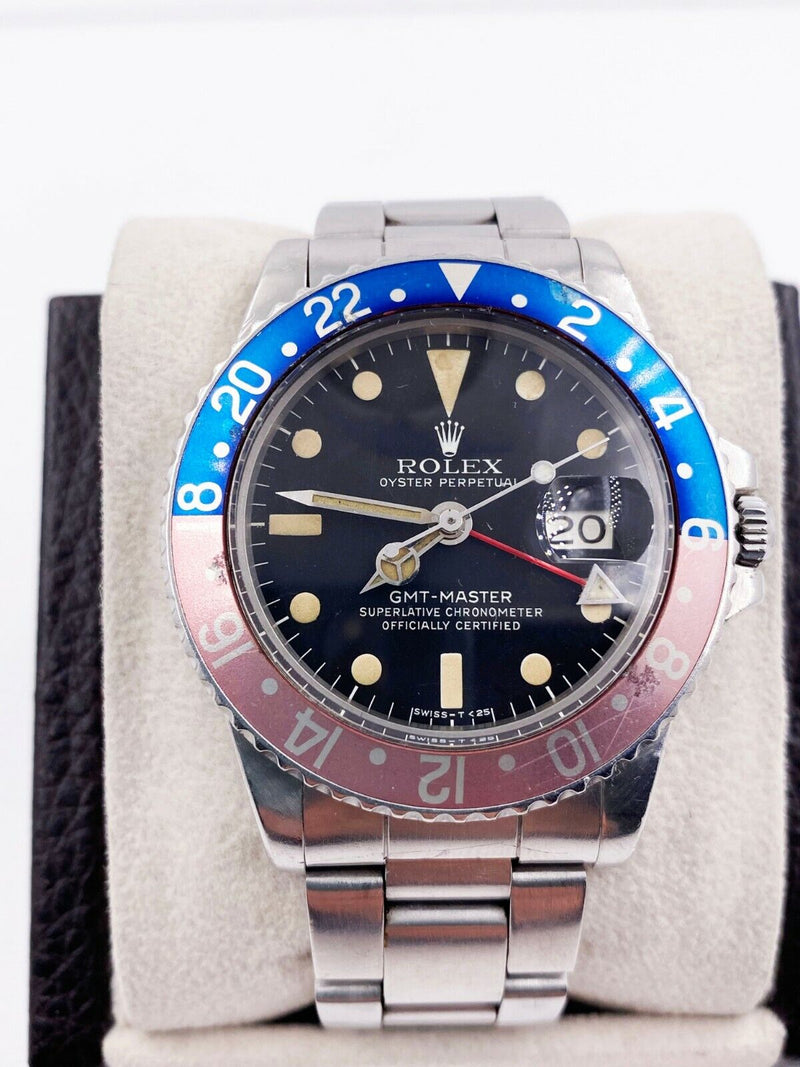 Vintage Rolex GMT Master1675 Pepsi Red Blue Stainless Steel 1978 MATTE DIAL