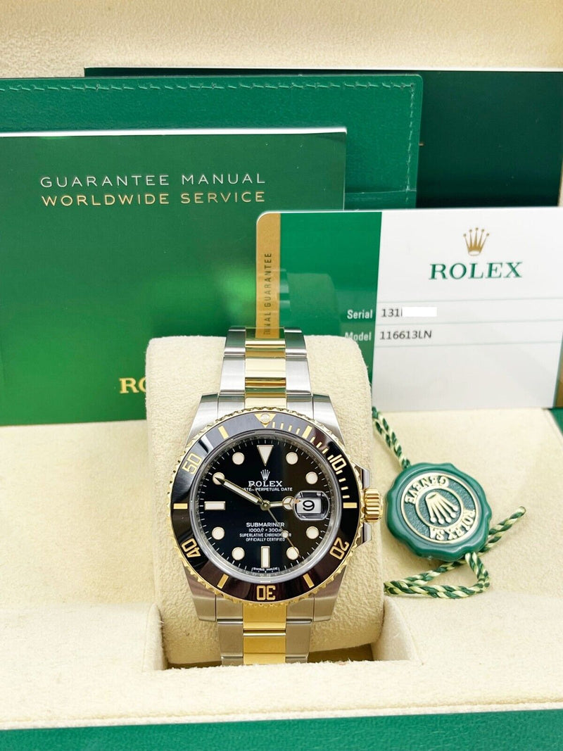 Rolex Submariner 116613LN Black Ceramic 18K Gold Steel Box Paper 2017