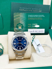 2022 Rolex Oyster Perpetual 126000 Blue Dial Stainless Box Paper
