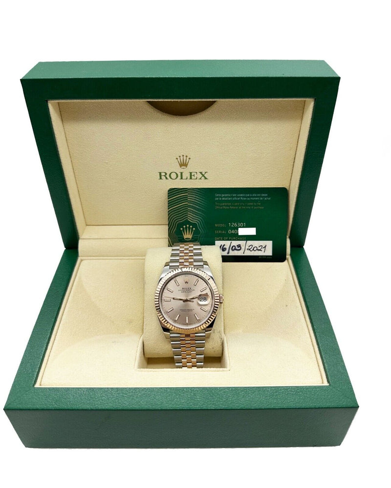 Rolex 126301 Datejust 41 Sundust Dial 18K Rose Gold Stainless Box Paper 2021