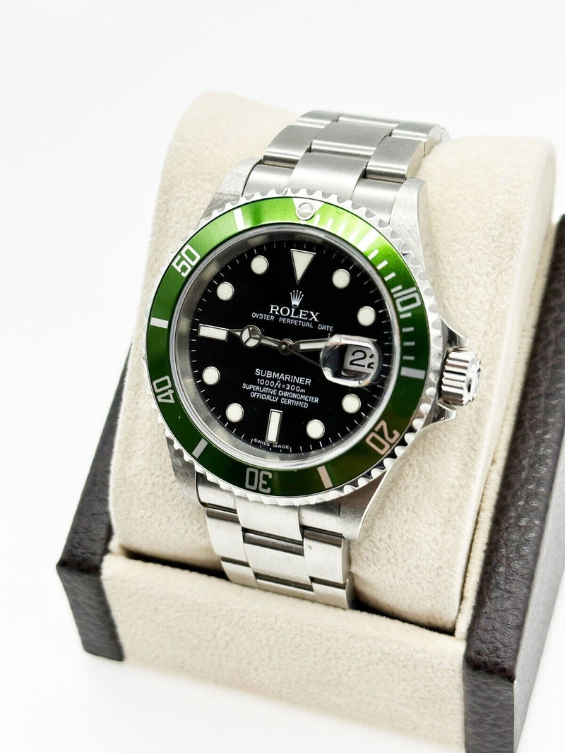 Rolex 16610V Kermit Submariner Green Bezel Black Dial Stainless Box Paper 2007