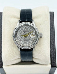 Rolex Ladies Datejust 6917 Diamond Dial Diamond Bezel Stainless Leather Strap