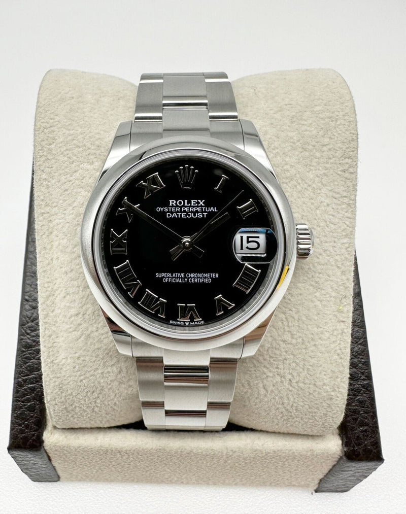 2021 Rolex Midsize 31mm Steel Datejust 278240 Black Roman Dial Box Paper