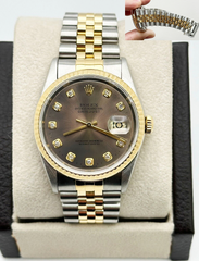 Rolex Datejust 16233 Factory Diamond Dial 18K Yellow Gold Stainless Steel