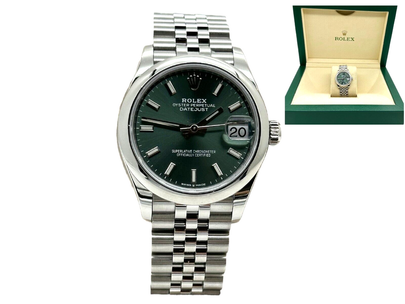 Rolex 278240 Datejust Midsize 31mm Green Dial Stainless Steel Jubilee Band Box