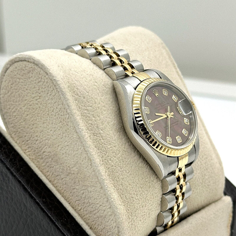 Rolex Ladies Datejust 79173 MOP Diamond Dial 18K Yellow Gold Box Paper 2000