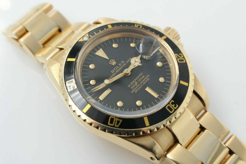 Vintage Rolex Submariner 1680 Nipple Dial Service Papers 18K Yellow Gold MINT