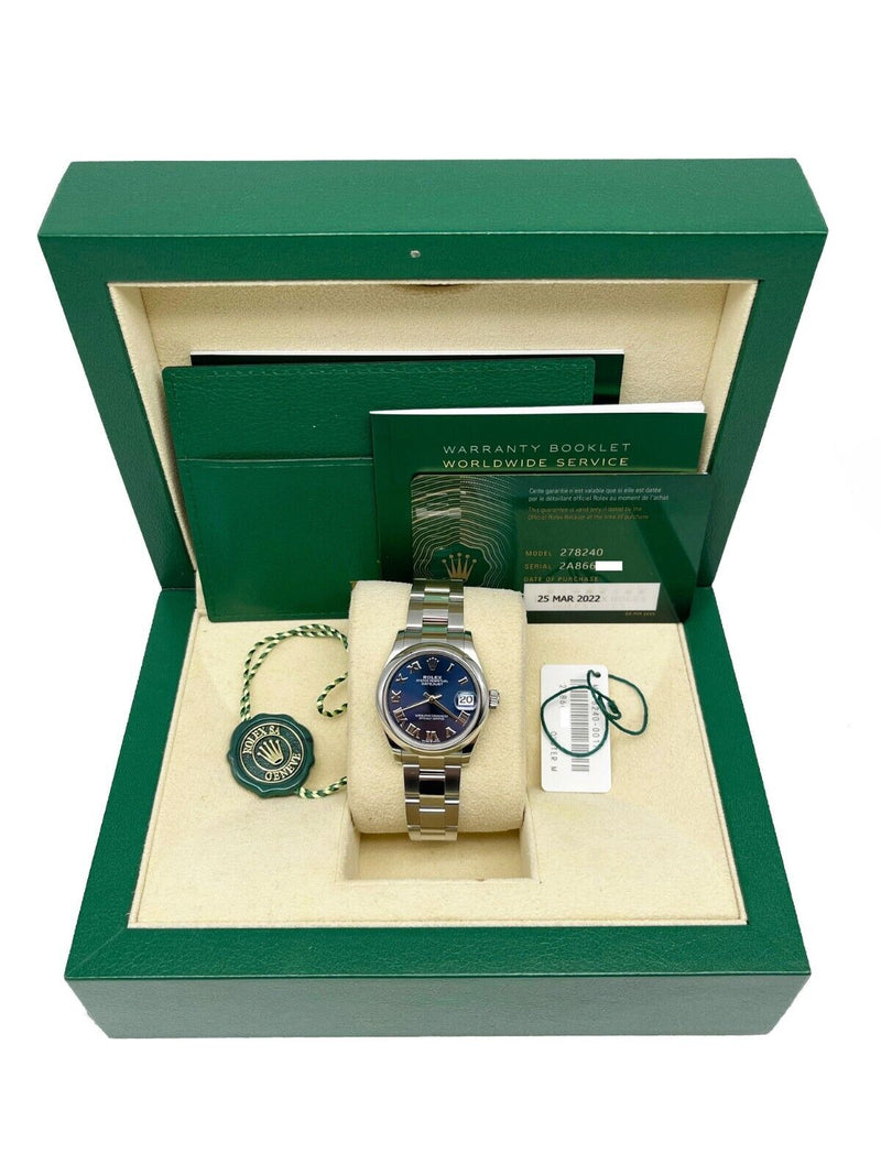 Rolex Datejust Midsize 278240 Blue Roman Dial Steel 31mm Box Paper 2022